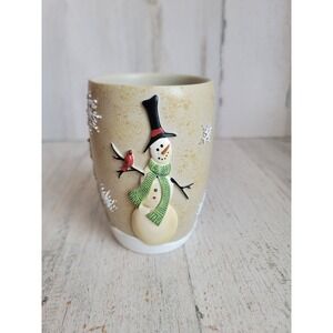 Kohls Snowman toothbrush cup bathroom snow Xmas home decor